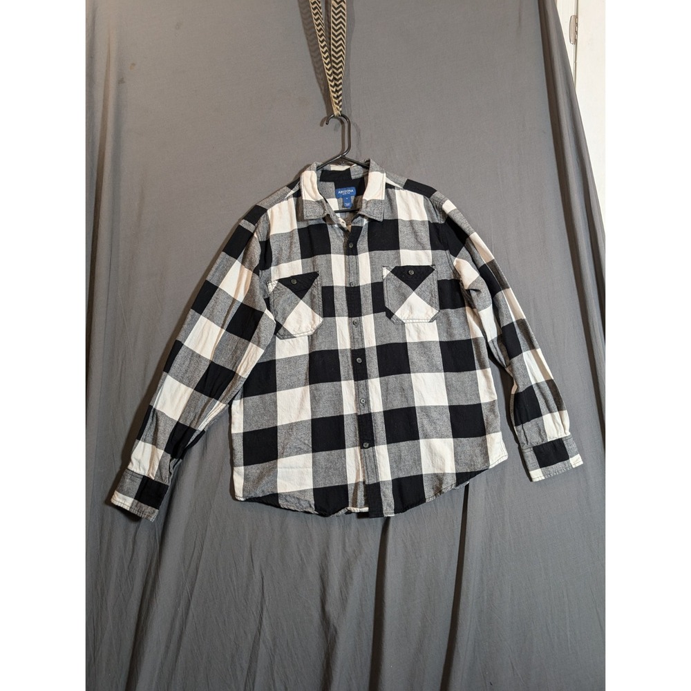 Arizona Men's Long‎ Sleeve Flannel Shirt Size XL Black/White